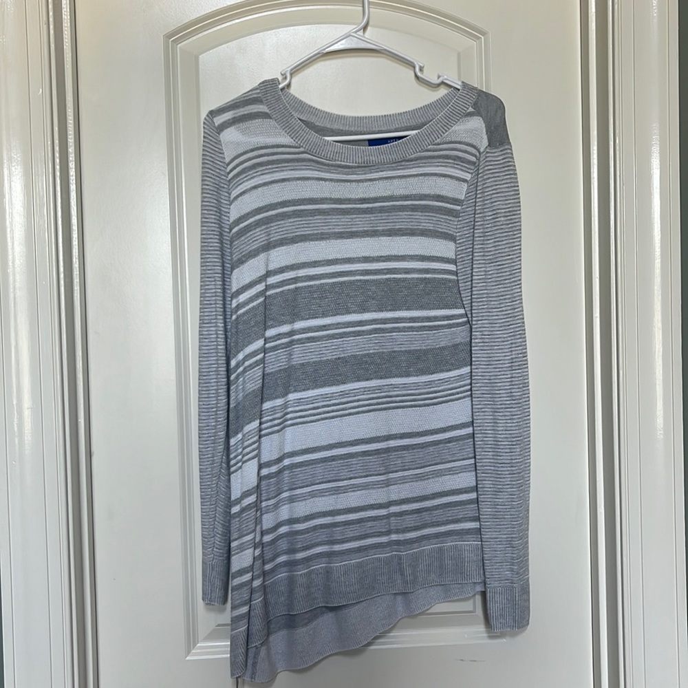 Long Gray Striped Sweater